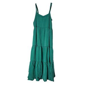 The Drop Womens Green Maxi Dress XL Tencel Adjustable Strap Tiered Flowy Summer